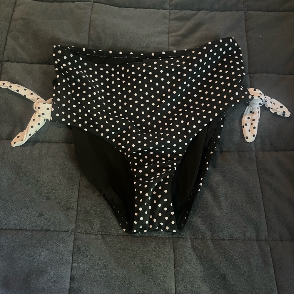 Black and White Polka Dot Bikini bottoms with Adjustable Ties